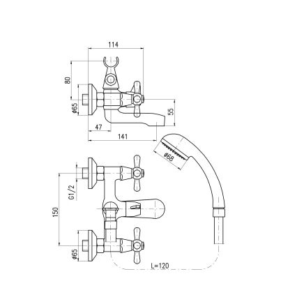 RAV Slezák MK154.5/1 - Set per vasca con miscelatore MORAVA, cromo lucido