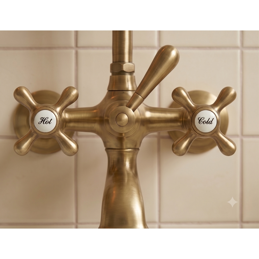 RAV Slezák MK159.5/2SM - Set per vasca con miscelatore MORAVA RETRO in ottone antico
