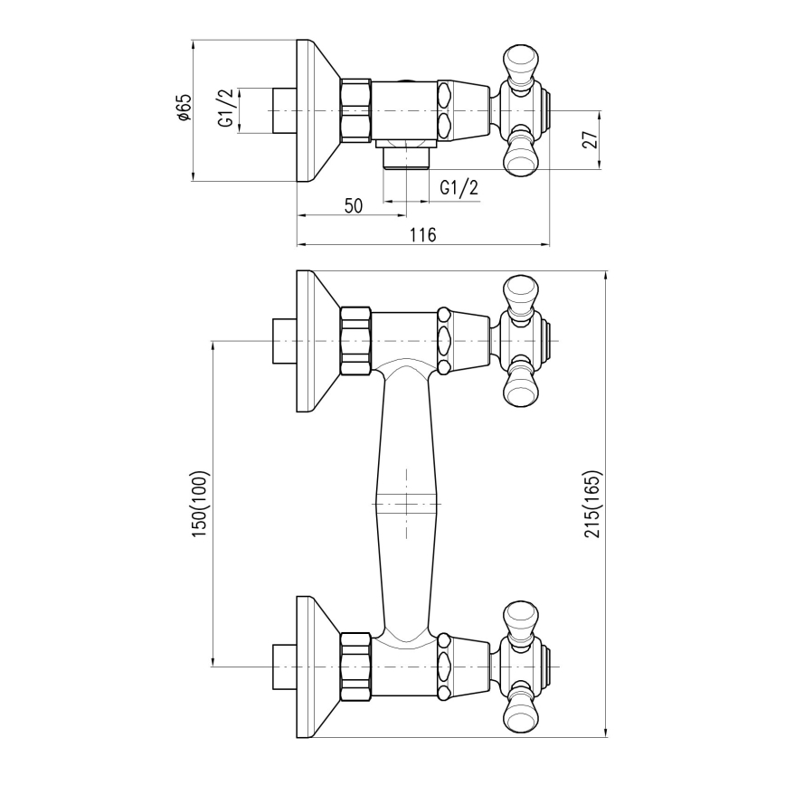 RAV Slezák MK180.5/1CMATSM - Set doccia con miscelatore MORAVA RETRO nero/ottone
