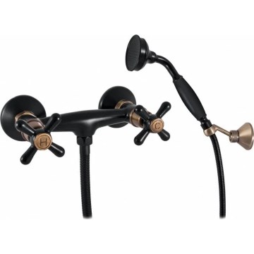 RAV Slezák MK180.5/2CMATSM - Set doccia con miscelatore MORAVA RETRO nero/ottone