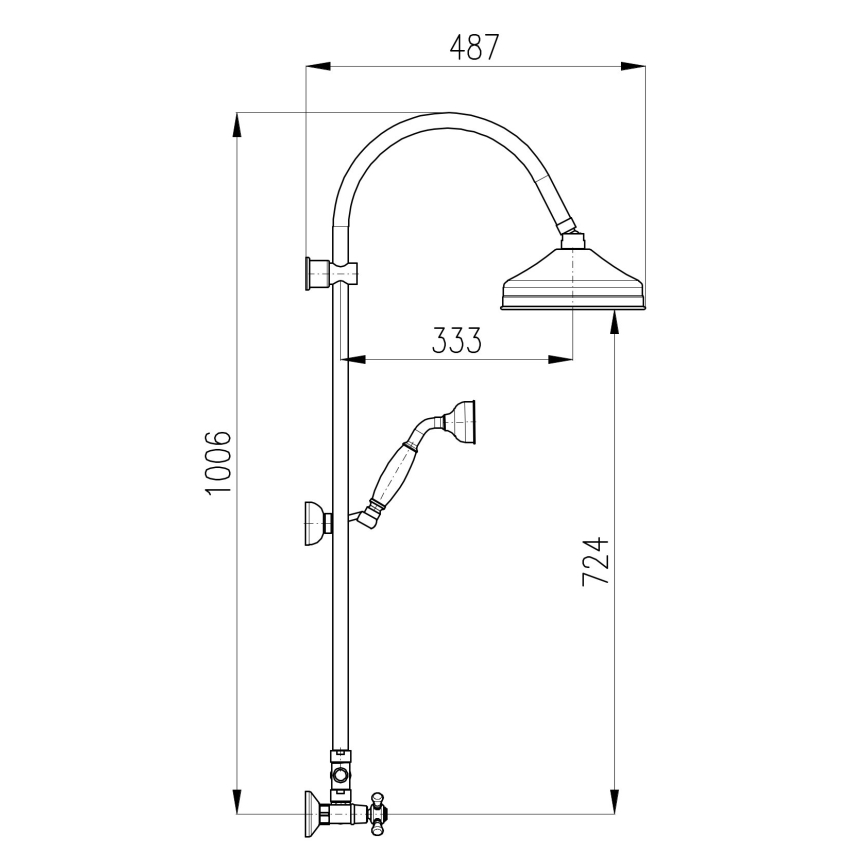 RAV Slezák MK181.5/3SM - Set doccia con miscelatore MORAVA RETRO in ottone anticato