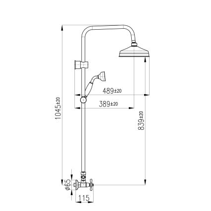 RAV Slezák MK181.5/7CMATSM - Set doccia con miscelatore MORAVA RETRO nero/ottone