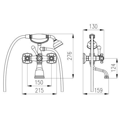 RAV Slezák MK559.5/2SM - Set vasca con miscelatore MORAVA RETRO in ottone antico