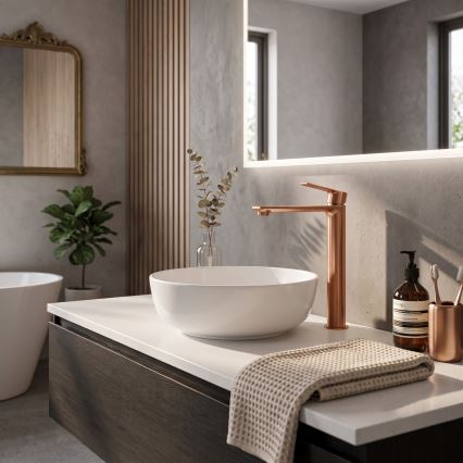 RAV Slezák NL130.0ZRK - Miscelatore per lavabo NIL 31,2 cm, finitura oro rosa spazzolata