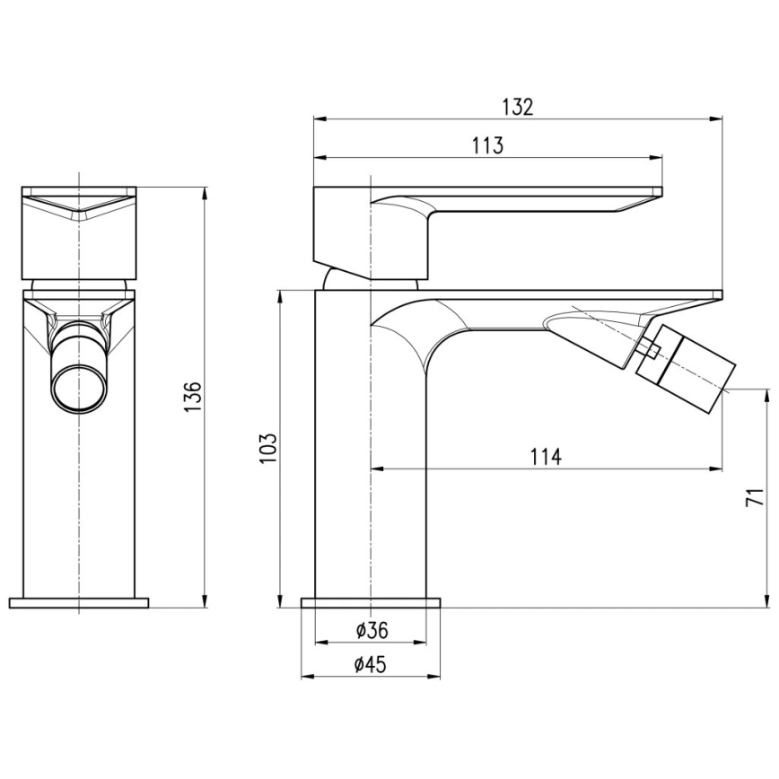 RAV Slezák NL144.0MGL - Miscelatore per bidet NIL 13,6 cm, grigio lucido
