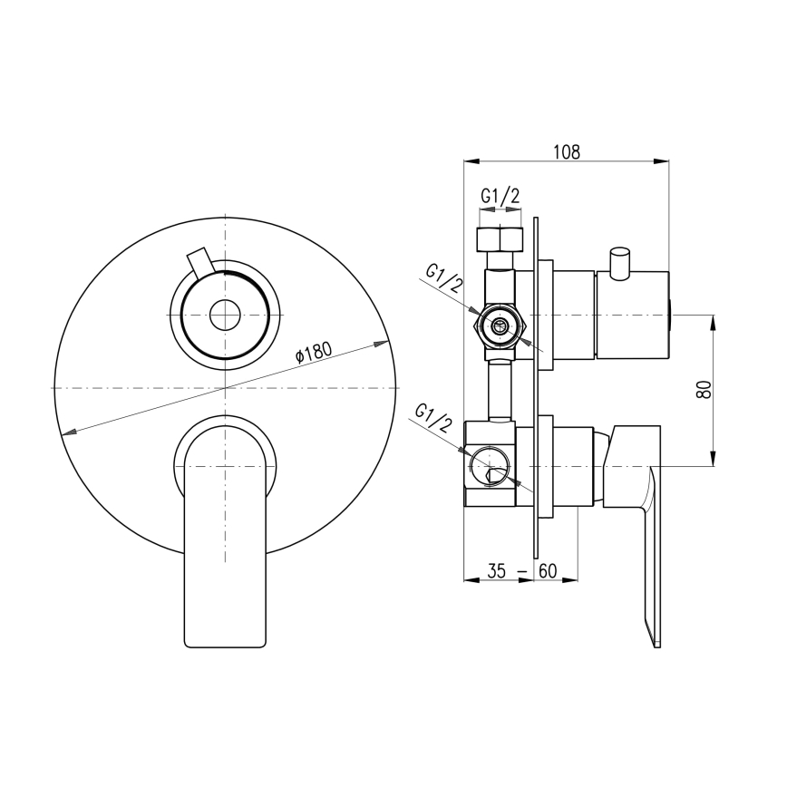 RAV Slezák NL187.3 - Miscelatore doccia per installazione ad incasso NIL, finitura cromo lucido