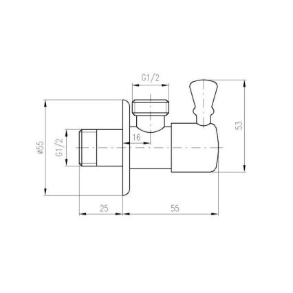 RAV Slezák RV0112Z - Valvola angolare RETRO, finitura oro lucido