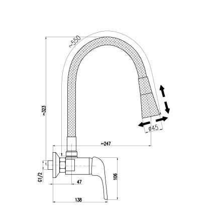 RAV Slezák SA002.5/13 - Miscelatore per lavello SAZAVA 32,3 cm nero/cromo lucido