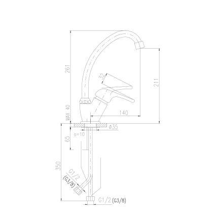 RAV Slezák SA006.0/1 - Miscelatore per lavello SAZAVA 26,1 cm, cromo lucido