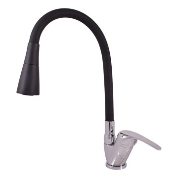 RAV Slezák SA006.0/13 - Miscelatore per lavello con collo flessibile SAZAVA 35,6 cm nero/cromo lucido