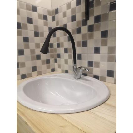 RAV Slezák SA006.0/13 - Miscelatore per lavello con collo flessibile SAZAVA 35,6 cm nero/cromo lucido