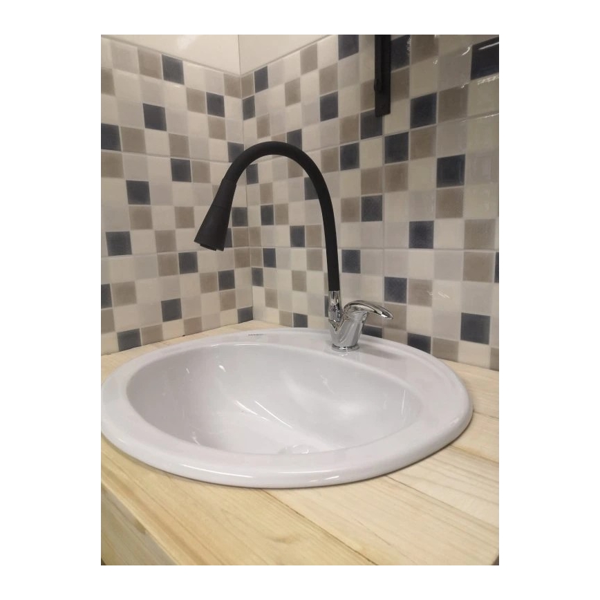 RAV Slezák SA006.0/13 - Miscelatore per lavello con collo flessibile SAZAVA 35,6 cm nero/cromo lucido