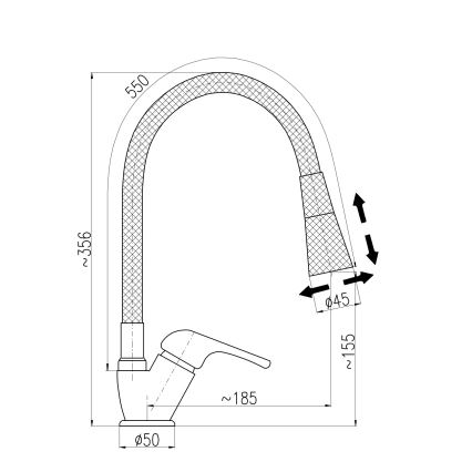 RAV Slezák SA006.0/13 - Miscelatore per lavello con collo flessibile SAZAVA 35,6 cm nero/cromo lucido