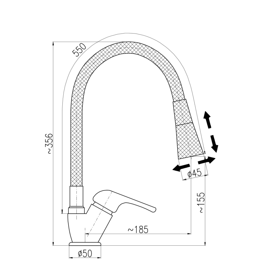 RAV Slezák SA006.0/13 - Miscelatore per lavello con collo flessibile SAZAVA 35,6 cm nero/cromo lucido
