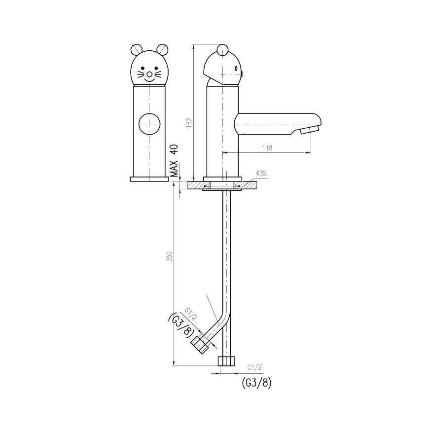 RAV Slezák SE326.0 - Miscelatore per lavabo JUNIOR 18,2 cm rosso/blu