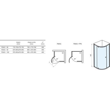 Ravak 37677U00Z1 - Box doccia angolare a tre ante PIVOT 90x90 cm satinato