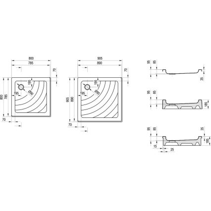 Ravak A007701120 - Piatto doccia quadrato ANGELA 90x90 cm bianco