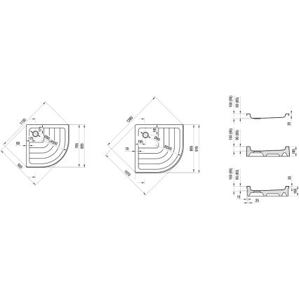 Ravak A207001120 - Piatto doccia angolare a quarto di cerchio RONDA 90x90 cm bianco