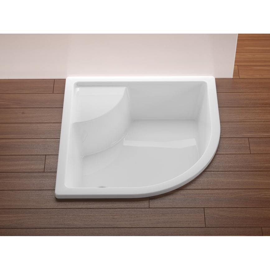 Ravak A217001020 - Piatto doccia angolare a quarto di cerchio SABINA 90x90 cm bianco