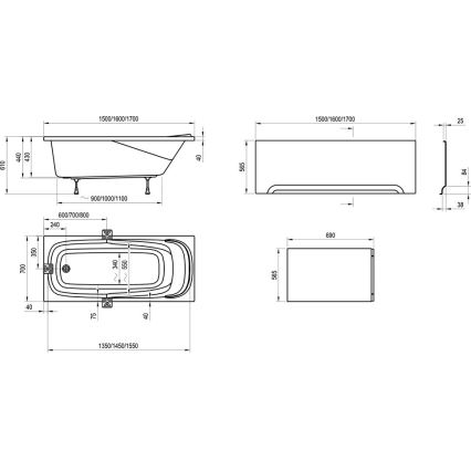 Ravak CP11000000 - Vasca VANDA 160x70 cm acrilico/bianco lucido