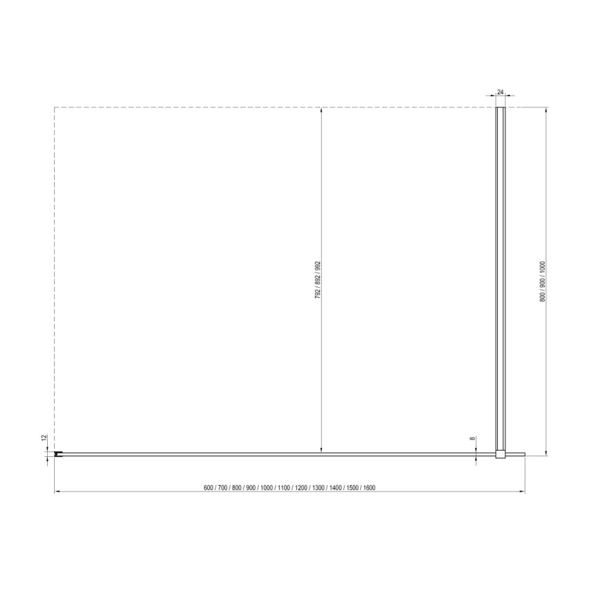 Ravak GW9WA030SZ1 - Cabina doccia WALK-IN 100x200 cm nera