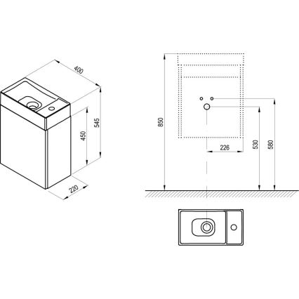 Ravak X000001386 - Mobile sottolavabo da bagno VEDA 54,5 x 40 cm bianco
