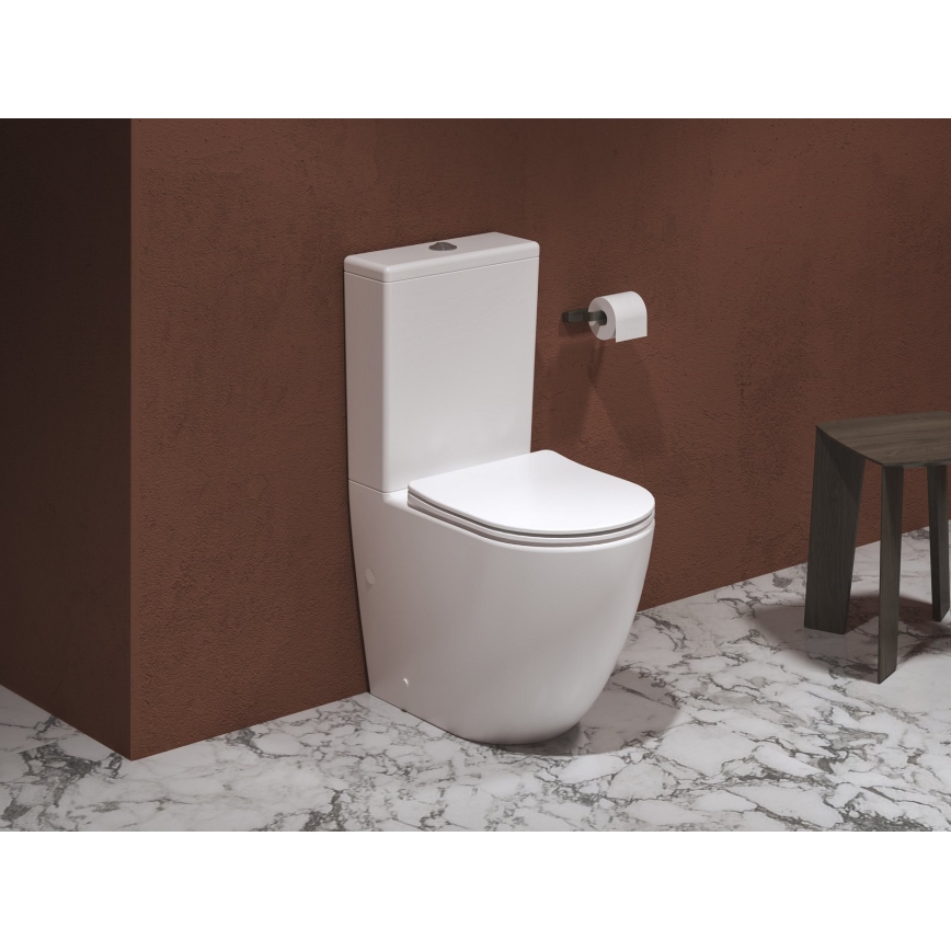Ravak X01870 - WC combinato senza brida con sedile SoftClose OPTIMA ceramica/bianco