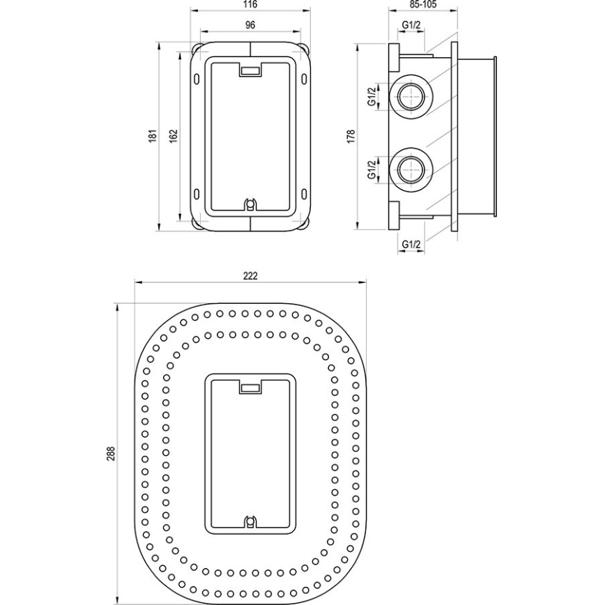 Ravak X070074 - Corpo base per miscelatori da incasso R-BOX MULTI 18,1x11,6 cm