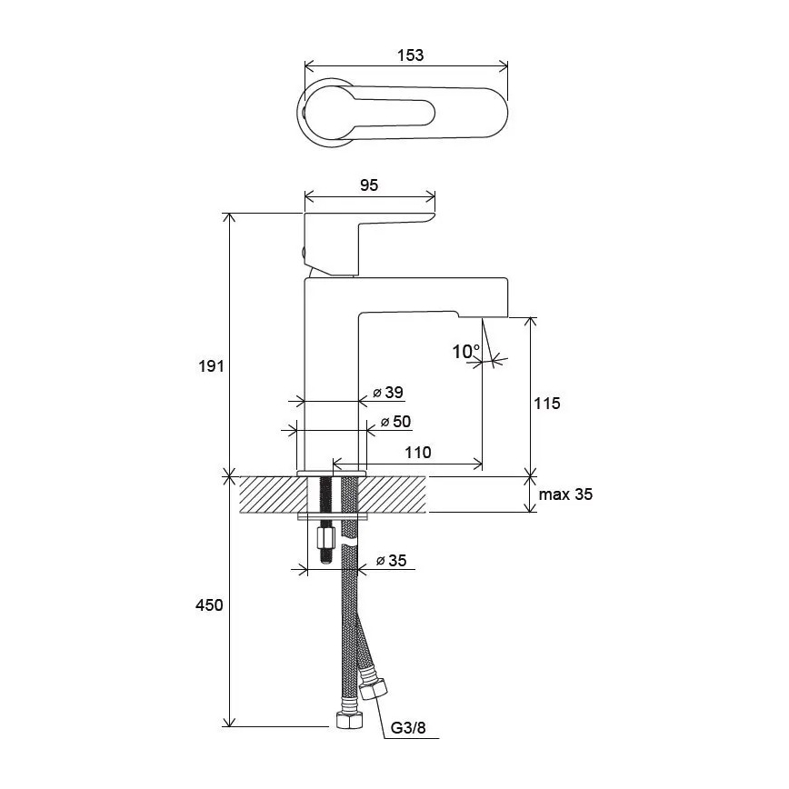 Ravak X070113 - Miscelatore per lavabo PURI 19,1 cm cromo lucido