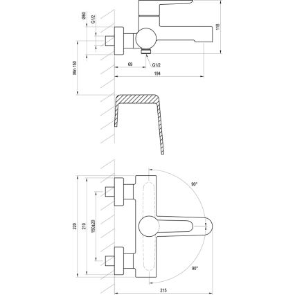 Ravak X070115 - Miscelatore per vasca PURI cromo lucido
