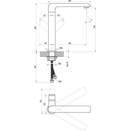 Ravak X070125 - Miscelatore per lavabo e lavello FLAT 26,2 cm, cromo lucido