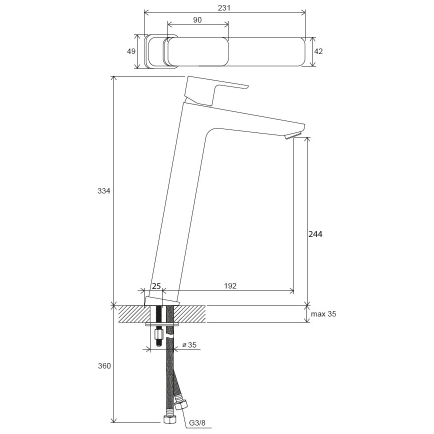 Ravak X070130 - Miscelatore per lavabo FREE 33,4 cm, finitura cromo lucido