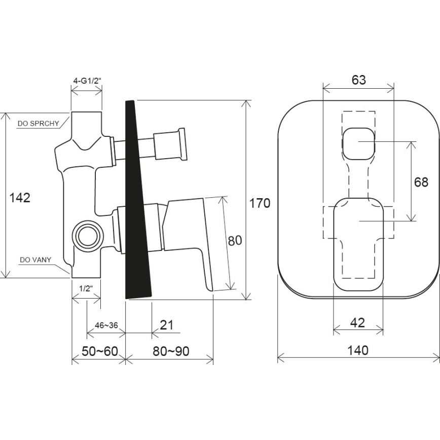 Ravak X070134 - Miscelatore doccia da incasso FREE, cromo lucido