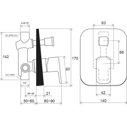 Ravak X070134 - Miscelatore per doccia da incasso FREE, cromo lucido