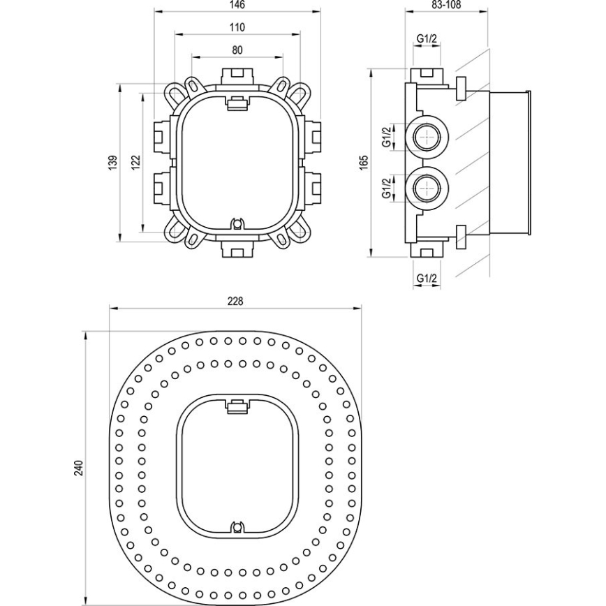 Ravak X070139 - Corpo base per miscelatori da incasso R-BOX VARI 13,9x14,6 cm