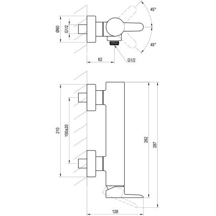 Ravak X070145 - Miscelatore doccia PURI cromo lucido