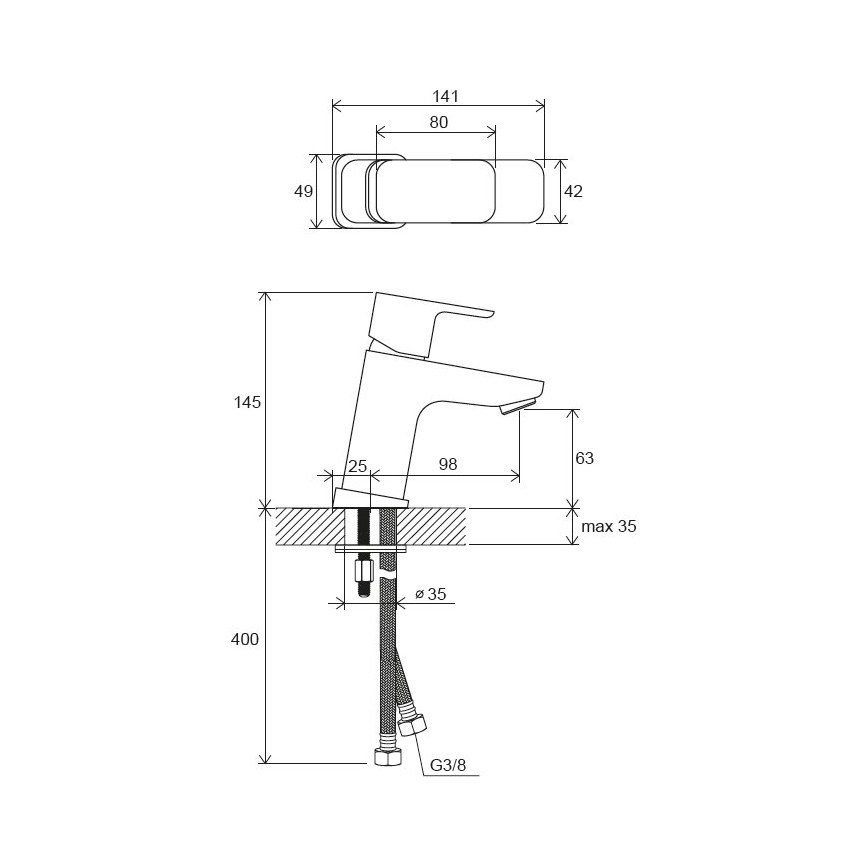 Ravak X070148 - Miscelatore per lavabo FREE 14,4 cm nero