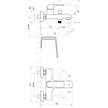 Ravak X070175 - Miscelatore per vasca FLAT nero opaco