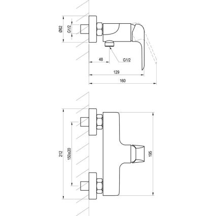 Ravak X070177 - Miscelatore per doccia FLAT nero opaco
