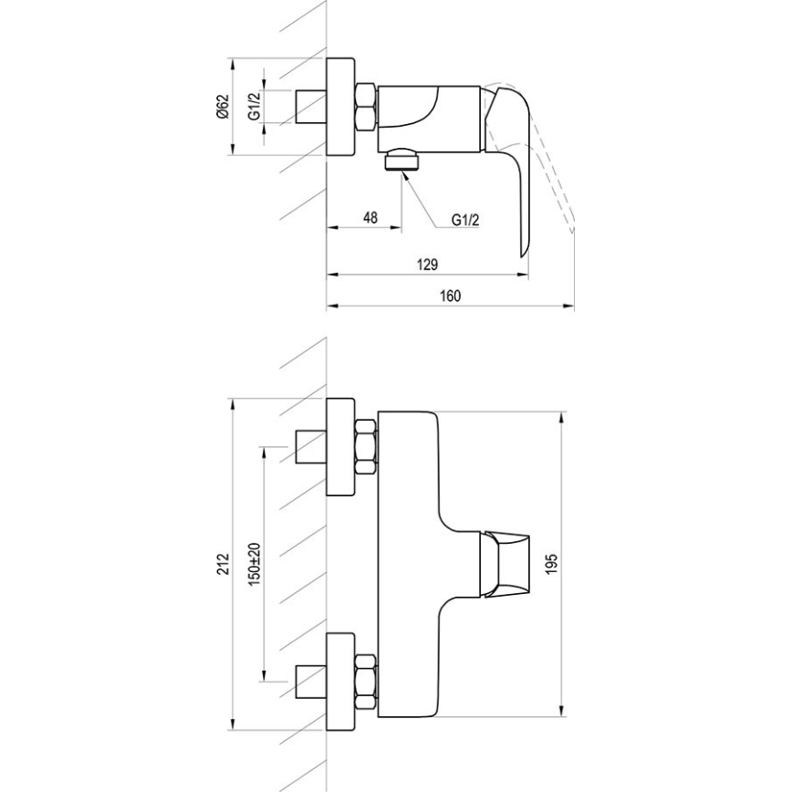 Ravak X070177 - Miscelatore per doccia FLAT nero opaco