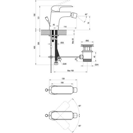 Ravak X070178 - Miscelatore per bidet FLAT nero opaco