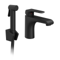 Ravak X070439 - Miscelatore per lavabo con doccetta bidet FLAT nero opaco