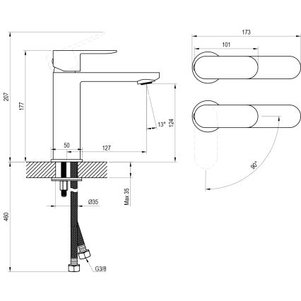 Ravak X070460 - Rubinetto per lavabo CHROME 17,7 cm nero