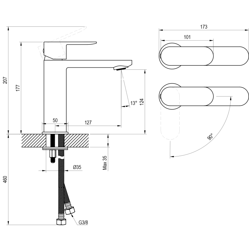 Ravak X070460 - Rubinetto per lavabo CHROME 17,7 cm nero
