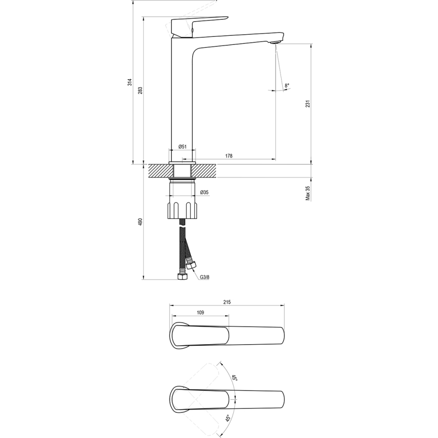 Ravak X070472 - Miscelatore per lavabo LIFE 28 cm cromo lucido