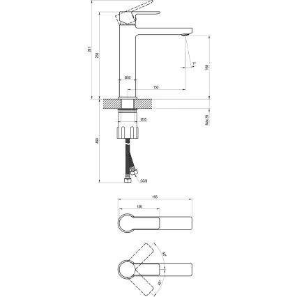 Ravak X070489 - Miscelatore per lavabo SOLAR 23 cm nero