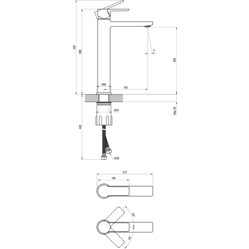 Ravak X070490 - Miscelatore per lavabo SOLAR 29 cm nero