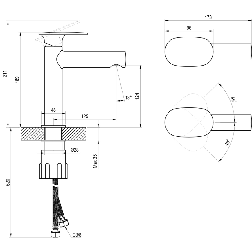Ravak X070542 - Miscelatore per lavabo SPRING 18,9 cm nero