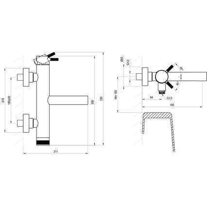 Ravak X070650 - Miscelatore per vasca NOX nero opaco