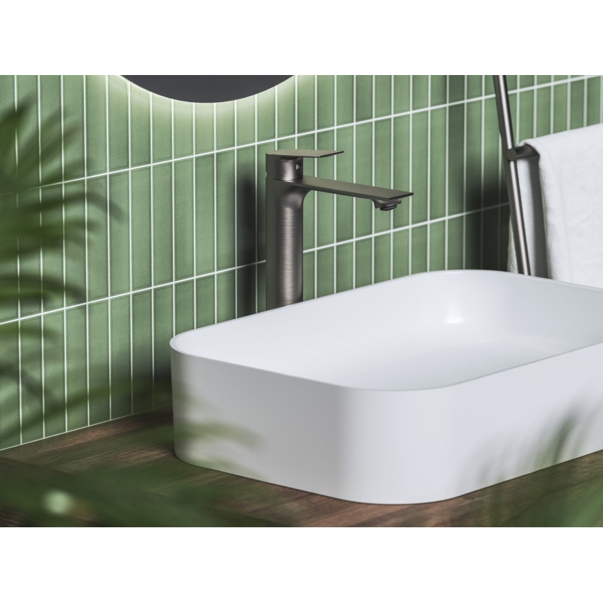Ravak X070653 - Miscelatore per lavabo PLAN 30 cm grafite spazzolato